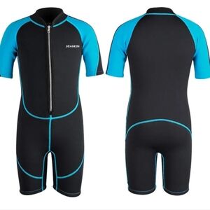 SeaSkin Youth Short Wetsuit - black, blue